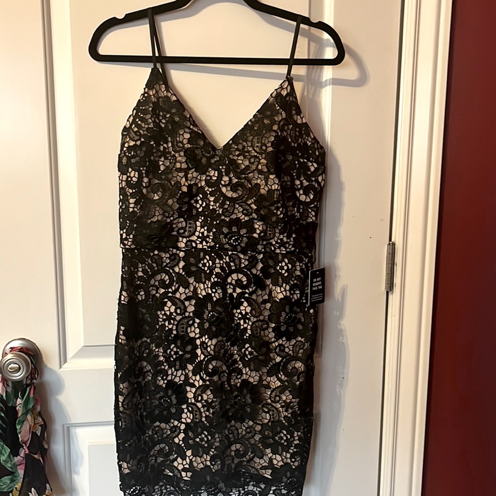 Black lace over nude. Brand new dress.
